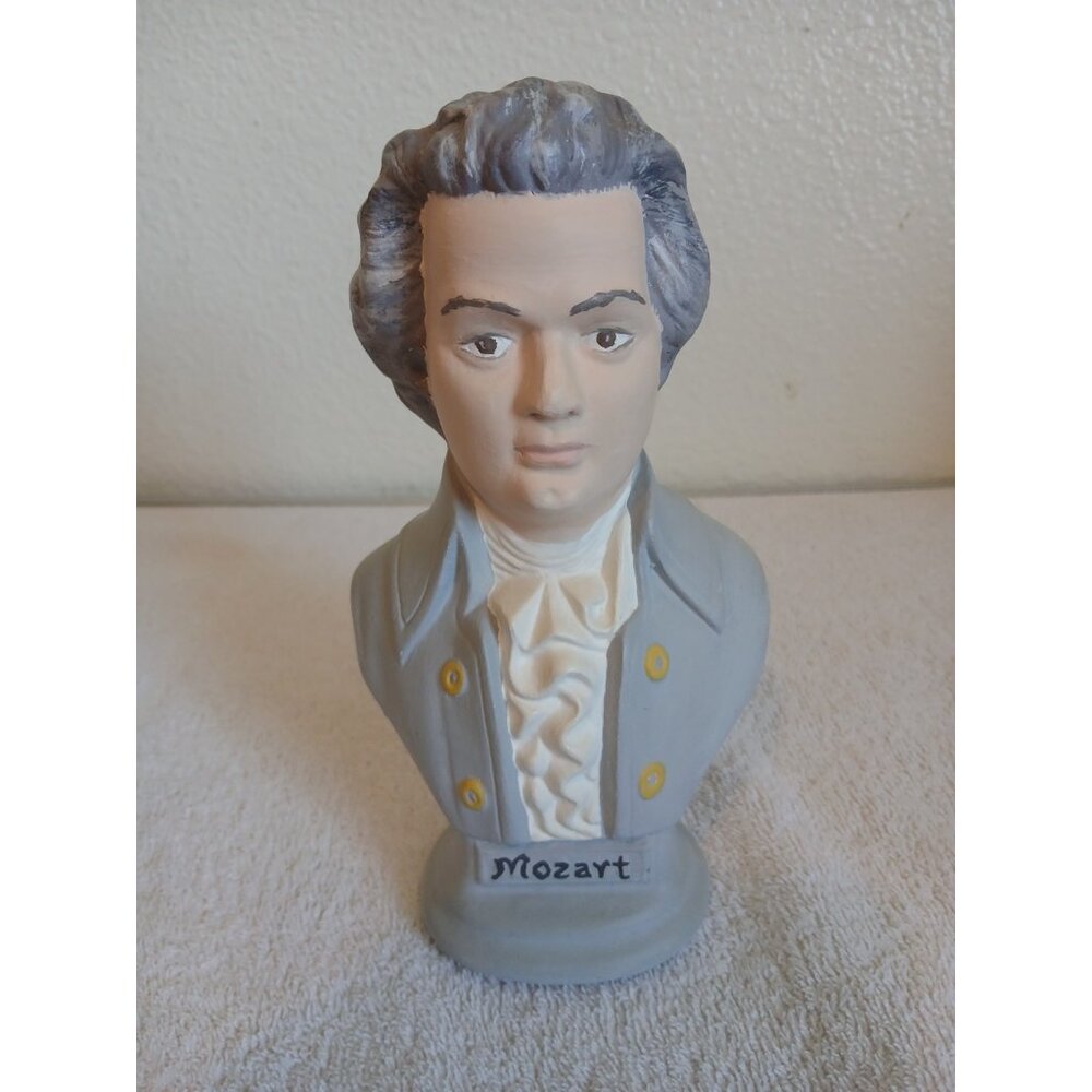 Mozart Ceramic Bust Vintage Classical Music Figurine Home Decor Collectible
